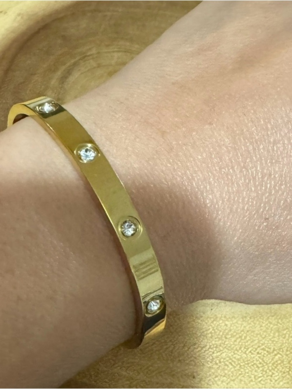 Gold Crystal Accent Women's Bangle Bracelet